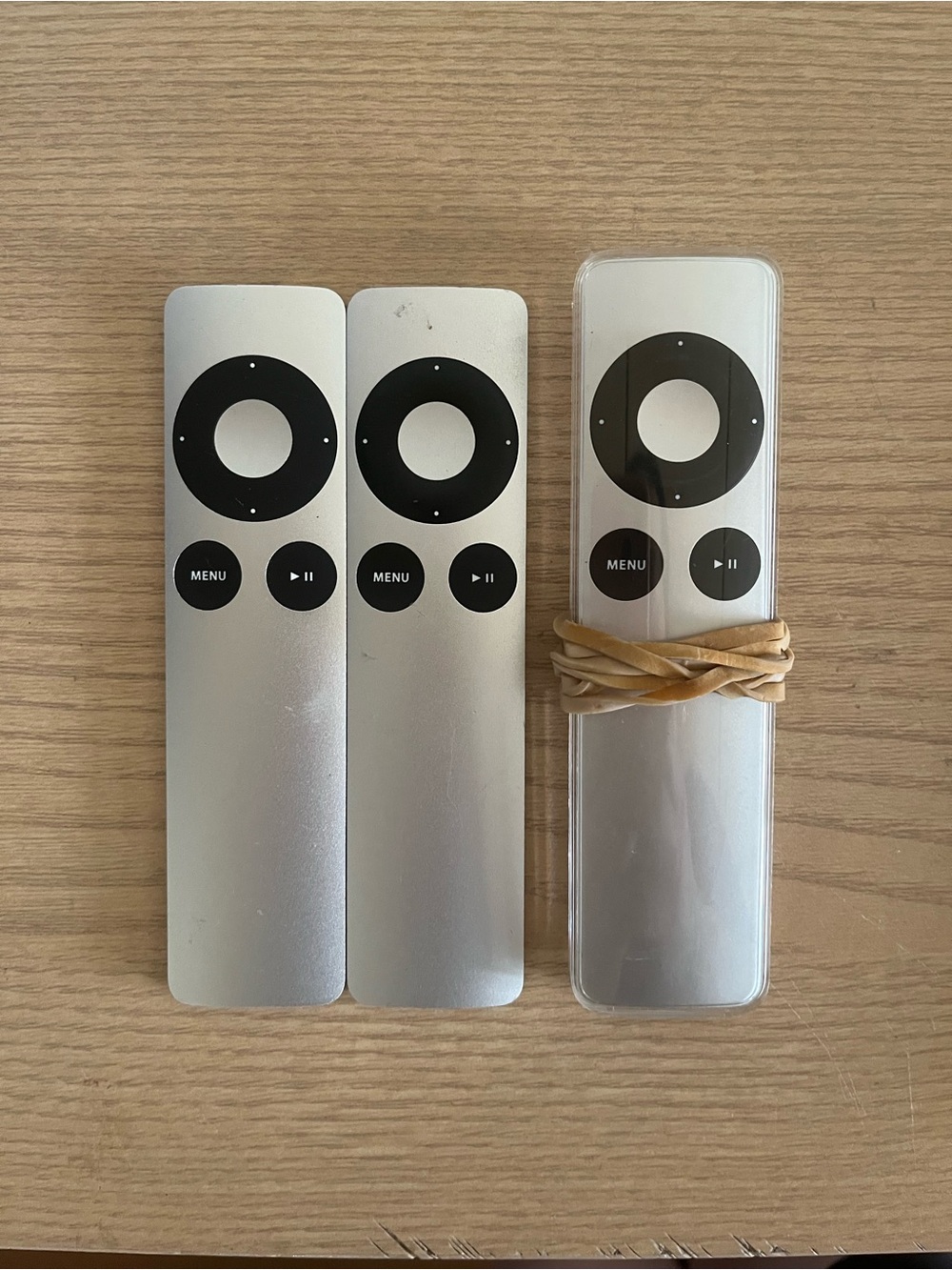 Apple Silver TV Remotes Trio with Clear Pack - Model MC377LL/A (3 remotes)